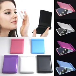 Compact Mirrors Women Small Vanity Makeup Mirrors with LED Light Handheld Foldable Double-sided Compact Pocket Hand Cosmetic Mirror Beauty Tools 231219