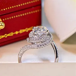 Lindo anel largo feminino marca de luxo 925 prata esterlina 3ct cz diamante anéis de pedras preciosas joias coquetel anel de banda de casamento fo239j