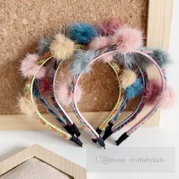 Girls colorful weaving hair sticks kids plush pompons applique princess hairbands children birthday party accessories Z6205