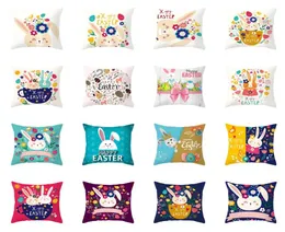 Happy Easter Pillow Case Peach Skin Bunny Printed Pillow Case SOFA CAR CUSHION Täcker ensidig kanin Tryckt Pillowcase1718894