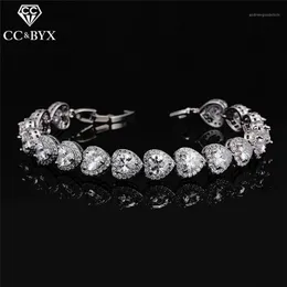 Bracelets de charme pour femmes luxe cristal forme de coeur brillant strass bracelet accessoires de mariage bijoux de fiançailles de mariée S00641220R