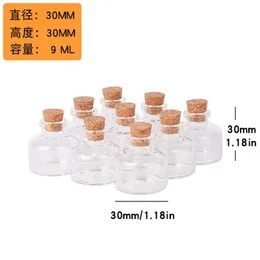 100pcs 4ml/9ml/20 ml kleine Mundkorken Glasflaschen Stopper Brandgläser transparent leerer DIY -Kunsthandwerk winzige Flaschenflaschen