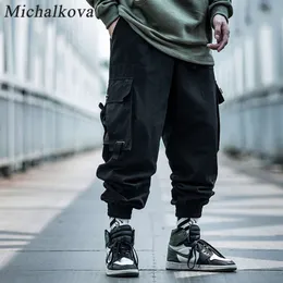 Michalkova Mens Dark 2022SS Paratrooper Spodnie Multi Funkcja Big Pocket Streetwear Pants Casual Kojownik Legginsy Spodnie