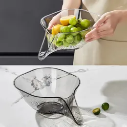 Multifunctional Drain Basket Household Vegetable Basin Washing Fruit Plate Strainer Basket Cleaning Gadget Kitchen Accessories