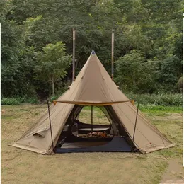 Ripari Tenda da campeggio a piramide con gonna da neve Tenda da esterno ultraleggera con foro per il camino Riscaldamento invernale Tenda da viaggio con zaino in spalla