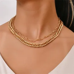 Pendant Necklaces Fashion Boho Gold Color Punk Densely Woven Thick Chain Necklace For Women Vintage Multilevel Hip Hop Street Wild Choker