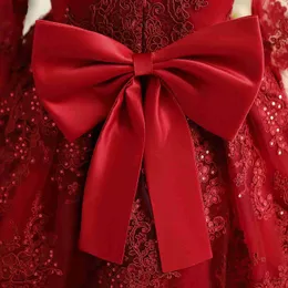 Abiti da ragazza 1-5 anni abito da ragazza abito da ragazza sequestro di paillettes fiore lungo abito da bambino tutu baby costume arco di natale rossa costume da bambino primo compleanno