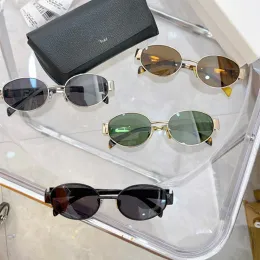 2024 Sonnenbrille für Damen, Designer-Sonnenbrille, Herren, Triomphe, ovaler Rahmen, klassische Brille, Outdoor, Strand, Top, Luxus, Vintage, Retro, kleiner runder Rahmen, Metall-Sonnenbrille