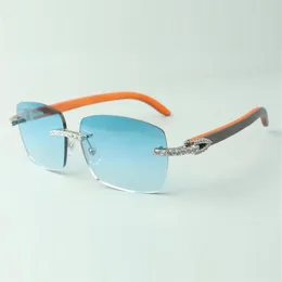 Солнцезащитные очки Direct s с бесконечными бриллиантами 3524025 и дизайнерскими оранжевыми деревянными дужками, размер 18-135 мм3454