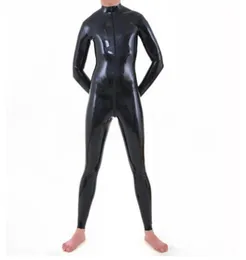 100 Pure LaTex Catsuit الأمامية السوستة المصنوعة يدوياً