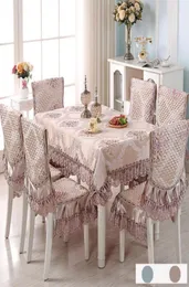 Tavolo europea tavolo in raso set di sedie per sedie in pizzo set di cuscini El Wedding Decorat Banquet Home Pinning Tovaglia Set7674435
