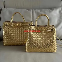 Womens Andiamo Bags Designer Botteg Venetas Handbags 2024 Springsummer New Genuine Leather Womens Bag Woven Bag Cowhide Metal Rope Buckle Handbag Large Capaci HBZN