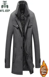 Laine d'hiver épais manteau chaud hommes mode Double col coupe-vent Smart décontracté hommes vestes vêtements d'extérieur longs manteaux de laine goutte L2582291
