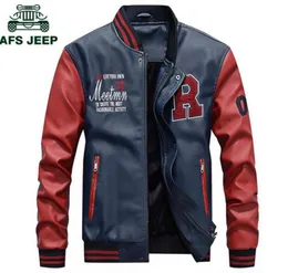 AFS JEEP broderie vestes de Baseball hommes lettre col montant manteaux en cuir Pu grande taille 4XL polaire pilote veste en cuir hombre LY19573512