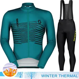 Scott Cycling Suit Jersey Men Set 자전거 남성 MTB 바지 Winter Thermal Fleece Bib 2024 의류 남자 자전거 복장 의류 블라우스 231221