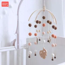1Pc Baby Wooden Teether Bed Bell Beech Rodent Pendant Wool Ball Rattle Kids Room Bed Hanging Decor born Educational Toy Gifts 231221
