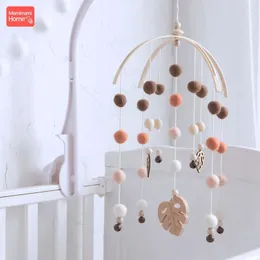 1pc Bebek Ahşap Teether Yatak Çan Kayın Kemirgen Kolye Yün Top Çıngırak Çocuk Oda Yatak Asma Dekor Doğum Eğitim Oyuncak Hediyeleri 231221