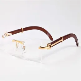 New Fashion Wood Buffalo Horn Gläser Herren Frauen Bambus Holz Sonnenbrille mit Rahmen klare Linsen Randlessbrille mit Box Lunette286J