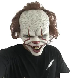 Parti Maskeleri Parti Maskeleri Cadılar Bayramı Maskesi Py Korkunç Palyaço FL Yüz Korku Filmi Pennywise Joker Kostüm Festivali Cosplay Prop Dekorasyonu 23 Dhafo