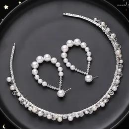 Necklace Earrings Set White Pearl Headband And Bridal Headwear Wedding Dress Hair Accessories NA