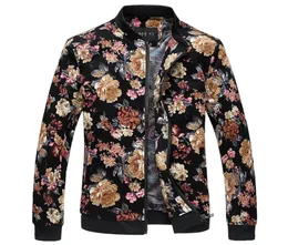 Hele Bomberjack Mannen Herfst Nieuwe Mannen Bloemen Jassen Koreaanse Slim Fit Lange Mouw Heren Jassen Stand Kraag Heren kleding Win7551211