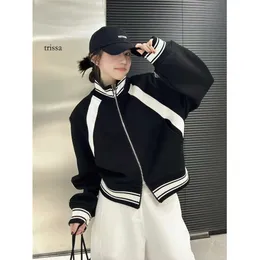 Coat Trapstar 2023 Spring Stand Up Neck Shoulder Padding Dubbel Zipper Slimming Casual Colored Sports Sweater Coat Women's Trend