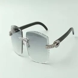 2021 Designer XL Diamonds Sonnenbrille 3524022 Schneidelinsen natürliche schwarze Büffelhörner Brille Größe 58-18-140mm242o