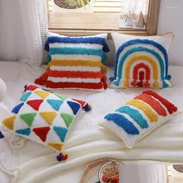 Cushion/Decorative Pillow Pillow Rainbow Decoration Er Morocco Style Colorf 45X45Cm/30X50Cm Tassels Handmade Home Decorative Drop Deli Dhkdu