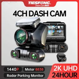 Car DVRS Tiesfong M10Max 2K 1440p Dash Cam for Car DVR 4CH 360カメラ24HパーキングモニターGPSナイトビジョン自動ビデオレコーダー256GMAXL2312.14