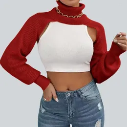 Women's Sweaters Autumn Winter Lantern Sleeve Pullover Women High Street Turtleneck Knitted Sweater Office Lady Slim Solid Jumpers 30028