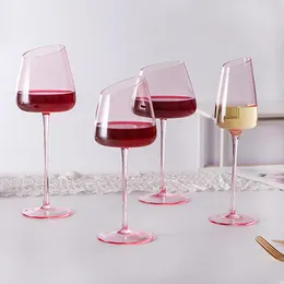 Glasses Wine Glasses 4 2 1Pcs Unique Hand Blown Crystal Glass Goblet European Pink Stemmed Sparkling Champagne Cup for Wedding Party Gifts