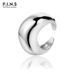 FINS esagerato 100 S925 argento sterling geometrico grande anello lucido INS aperto regolabile anelli per dito indice per donna uomo 231220