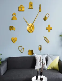 Medicine Heath Care Ambulance Medicine Tools Stora DIY Wall Clock Acrylic Mirror Effect Wall Stickers Hospital Clinic Decor Watch 22642779