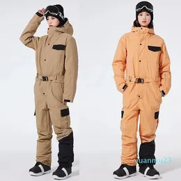 Зимний комбинезон, теплый лыжный костюм, уличная куртка для сноуборда, лыжный комбинезон, водонепроницаемый лыжный комплект с капюшоном, S-XXL