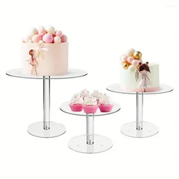 Cake Tools Acrylic Display Risers Round Set of 3 Stand Dessert Bakery Rack Server Pizza Holder