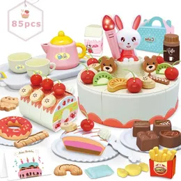 Torta di compleanno per bambini, giocattoli, gioco a casa, set per il tè pomeridiano, cucina con musica leggera, educazione precoce 231220