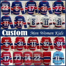 Özel 14 Nick Suzuki Cole Caufield Montreal Hokey Forması Özel Erkek Kadın Çocuklar Canadiens Brendan Gallagher Carey Price Kirby Dach Jonathan