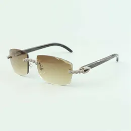 2022 Солнцезащитные очки Bouquet Diamond buffs 3524015 с текстурированными очками из натурального черного рога буйвола и ограненными линзами 3 0 Толщина 309R