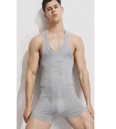 Ropa interior de algodón de marca para hombre, ropa de dormir sin mangas de compresión, chándal de secado rápido, pijama sexy para hombre de una sola pieza, conjunto de pijamas moldeador de cuerpo6474670