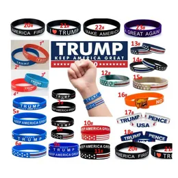 Car Stickers 23 Types Trump Make America Great Again Letter Sile Wristband Rubber Bracelet Supporters Bracelets Basketball Drop Delive Dhqzn