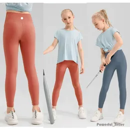 Girls Yoga Leggings Kids Thin Tights Sweatpants Soft Elastic Sports Tight Pants Children Dancing Skinny Pants Lulumelon 4044