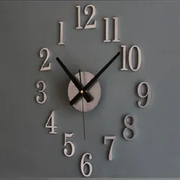 Fashion Creative Reversal of the Clock Time Back Metal Texture verkligen 3D Stereo Diy Wall Clock303J