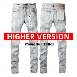 Designerjeans für Herrenhosen lila Jeans Lila Jeans Herren Jeans Trends Distribierte Ruine Ripped Biker Slim Motorrad gestapelt Jeans 5406