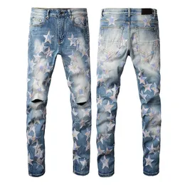 Calça de jeans de grife de jeans calças de bordados de jeans Fashion calça de calça de calça de zíper angustiada de hip hop para calças de perna reta masculinas usam calças casuais