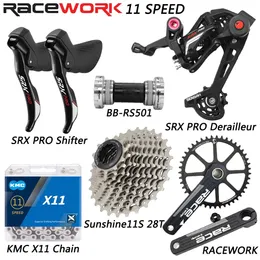 Sensah SRX Pro 1x11 Hızlı Yol Bisikleti Grup Seti Değiştirici Vites Değişimi Yarış Çalışma Krankset 1701725175mm 404244T Zincirleme Bisiklet 231221