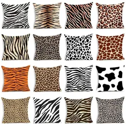 45x45cm Home Decor Animal Print Pillow Cover Leopard Tiger Zebra Cattle Snake Cushion Sofa Chair Pillowcase 231221