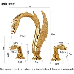 Waschbecken Wasserhähne Vidric Luxus Golden Swan Basin Dual -Griffe Mixer Tap Wasserhahn Deck montiert Torneiras Torneira