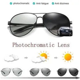 ZJHZQZ Aluminum Magnesium Alloy Polarized Pochromic Night Vision Sunglasses Outdoor Driving Fishing Transition Chameleon Lens291O