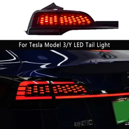 För Tesla Model 3/Y LED -bakljus dimma broms Omvänd parkering Kör baklampbil Tillbehör Streamer Turn Signal Tändmontering