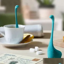 Filtros de chá Loch Ness Monster Strainer Infusor Sile Bonito Dos Desenhos Animados Fda Lfgb Padrão Folha Solta Filtro Teaware Tool Fy3864 Drop Deli Dhnlk